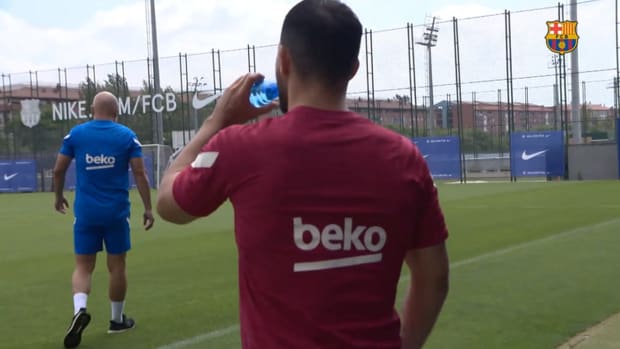 Sergio Aguëro's first training session with FC Barcelona